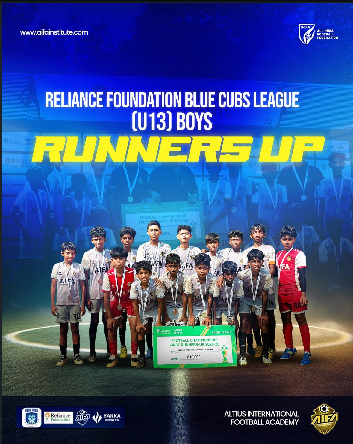 Reliance blue cubs league U13 category runners